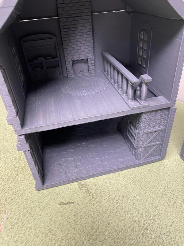 3D Print - 54mm French House - Brick - 10 7/8" Long, 11" High and 7 1/4" Deep - ONE IN STOCK!  #3