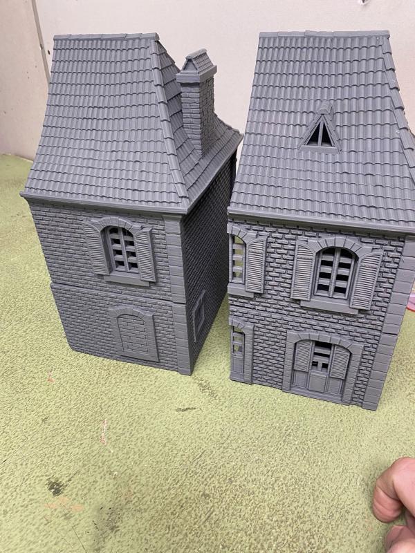 3D Print - 54mm French House - Brick - 10 7/8" Long, 11" High and 7 1/4" Deep - ONE IN STOCK!  #7