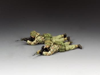 Image of Lying Prone Para Sniper Team--two British figures from the Falklands War
