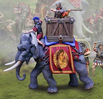 Image of Roman War Elephant Attacking--elephant and single rider--LIMITED AVAILABILITY.