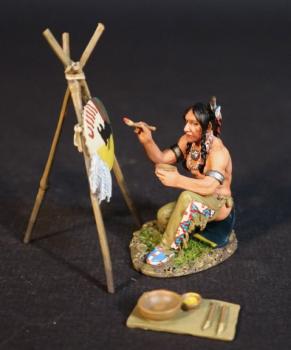 Image of The Shield Painter, The Fur Trade--single kneeling figure, aisle, paint post -- RETIRED -- LAST THREE Image of The Shield Painter, The Fur Trade--single kneeling figure, aisle, paint post -- RETIRED -- LAST THREE