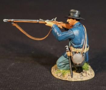 Image of United States Mounted Infantry (kneeling firing), United States Cavalry, The Battle of the Rosebud, 17th June 1876, The Black Hill Wars 1876-1877--single figure Image of United States Mounted Infantry (kneeling firing), United States Cavalry, The Battle of the Rosebud, 17th June 1876, The Black Hill Wars 1876-1877--single figure