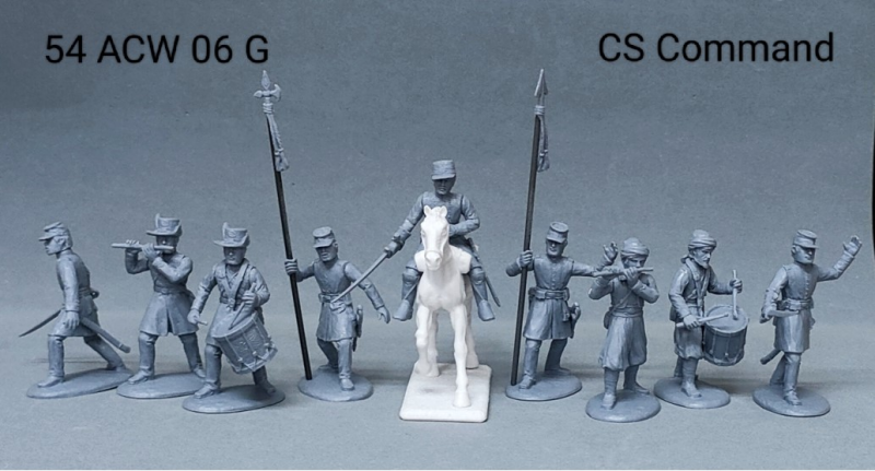 ACW C.S. Command--9 figure plus 1 horse figure (grey plastic) #1