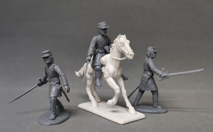 ACW C.S. Command--9 figure plus 1 horse figure (grey plastic) #4