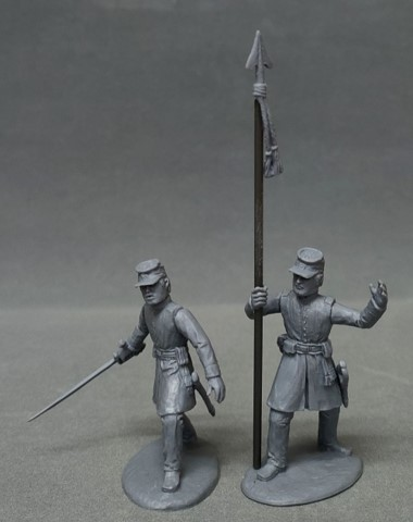 ACW C.S. Command--9 figure plus 1 horse figure (grey plastic) #8