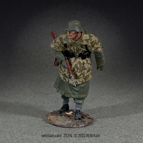 German Grenadier in Greatcoat and Zeltbahn Advancing Cautiously, Winter 1944-45--single figure #1