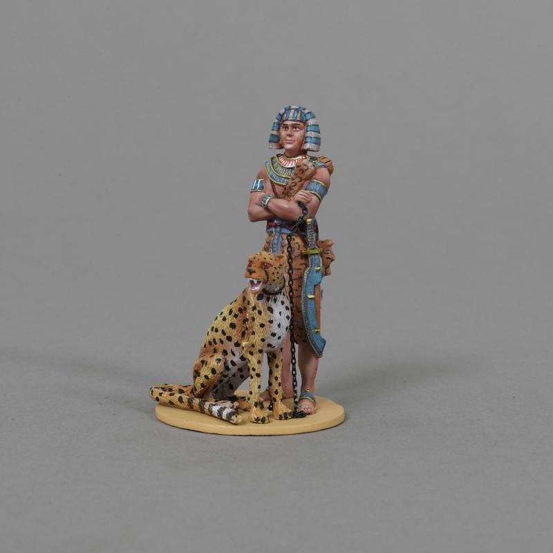 Egyptian Officer with Cheetah (Number 2)--single figure with crossed arms and chained cheetah figure--TWO IN STOCK. #2