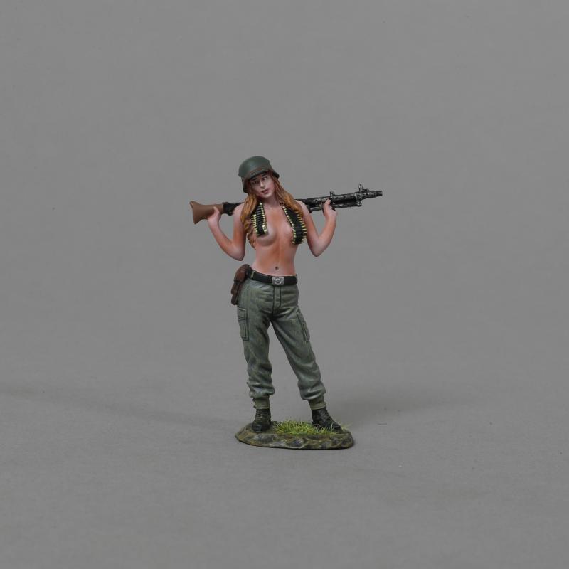 "Fraulein Heidi"--single female figure with MG34 laid across shoulders (brunette)--ONE IN STOCK. #1