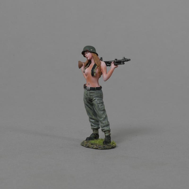 "Fraulein Heidi"--single female figure with MG34 laid across shoulders (brunette)--ONE IN STOCK. #2