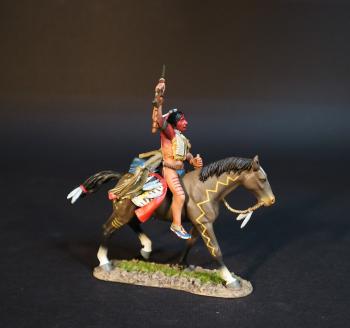 Image of Sioux Warrior with carbine raised to the sky, The Battle Where the Girl Saved Her Brother, 17th June 1876, The Black Hill Wars, 1876-1877, Thunder on the Plains--single mounted figure