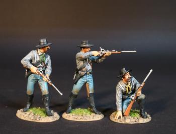 Image of Three United States Cavalrymen (grey shirts), United States Cavalry, The Battle of the Rosebud, 17th June 1876, The Black Hill Wars 1876-1877--three figures Image of Three United States Cavalrymen (grey shirts), United States Cavalry, The Battle of the Rosebud, 17th June 1876, The Black Hill Wars 1876-1877--three figures