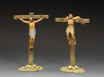 Image of 'The Crucified Thieves' (Set of 2)--two figures on scenic bases