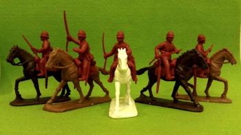 Image of British Cavalry in Sun-Helmets with Pugri--five unpainted plastic model mounted figures