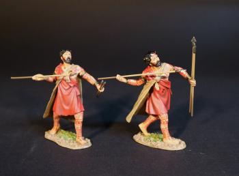 Image of Two Garamantian Light Infantry, The Carthaginians, The Battle of Zama, 202 BCE, Armies and Enemies of Ancient Rome--two figures readying to throw javelins