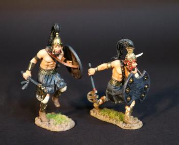 Image of Two Myrmidon Warriors (running with axe & shield), The Myrmidons, The Greeks, The Trojan War--two figures
