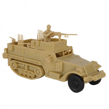 Image of BMC CTS WW2 US M3 Halftrack - 4pc Tan Plastic Army Men Armored Vehicle