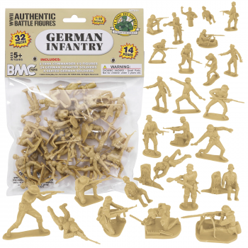 Image of BMC CTS WW2 German Infantry Plastic Army Men - 32pc Tan Soldier Figures