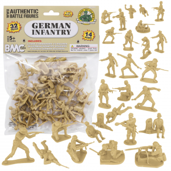 BMC CTS WW2 German Infantry Plastic Army Men - 32pc Tan Soldier Figures #0