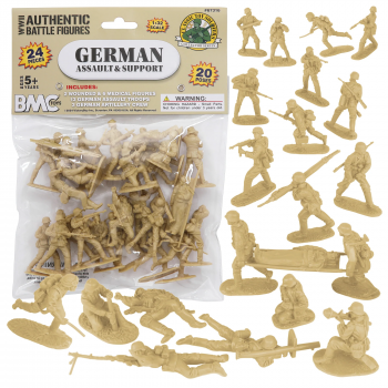 Image of BMC CTS WW2 German Assault & Medics Plastic Army Men - 24pc Tan Soldier Figures