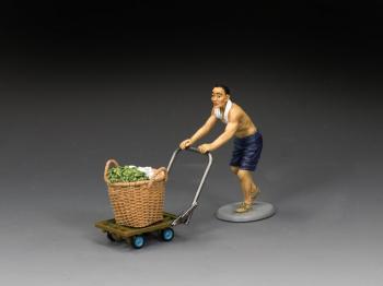 Image of The Vegetable Coolie and Cart--single figure with cart and basket of vegetables