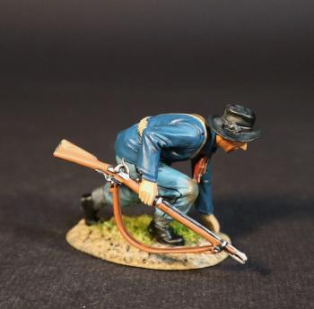 Image of United States Mounted Infantry Advancing at a Crouch with rifle in right hand, The Battle of the Rosebud, 17th June 1876, The Black Hill Wars 1876-1877--single figure Image of United States Mounted Infantry Advancing at a Crouch with rifle in right hand, The Battle of the Rosebud, 17th June 1876, The Black Hill Wars 1876-1877--single figure