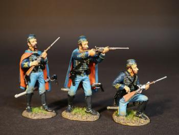 Image of Three Dismounted Troopers in forage caps with Spencer carbines, "The Butterflies", 3rd New Jersey Cavalry Regiment, Union Army of the Potomac, 1864, The American Civil War, 1861-1865--three figures Image of Three Dismounted Troopers in forage caps with Spencer carbines, "The Butterflies", 3rd New Jersey Cavalry Regiment, Union Army of the Potomac, 1864, The American Civil War, 1861-1865--three figures
