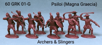 Image of Psiloi (Magna Graecia)--Archers & Slingers--nine figures (1 officer, 4 archers, and 4 slingers)