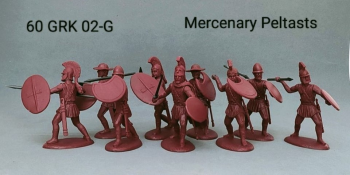 Image of Mercenary Peltasts (Javeliners)--nine unpainted plastic figures (1 officer and 8 javelin-throwers)