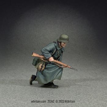 Image of German Grenadier in Greatcoat Kneeling, No.2, 1943-45--single figure