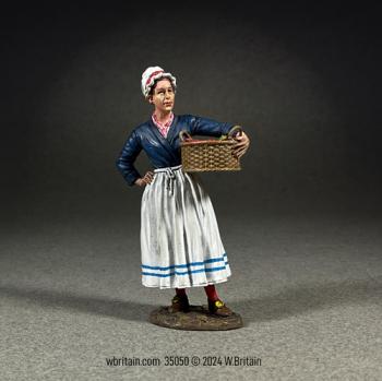 Image of “Mary with Fresh Strawberries” Late 18th Century Woman with Basket--single figure