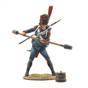 Image of French Old Guard Foot Artillery Gunner with Rammer/Sponge, France's Grande Armee--single figure with bucket Image of French Old Guard Foot Artillery Gunner with Rammer/Sponge, France's Grande Armee--single figure with bucket