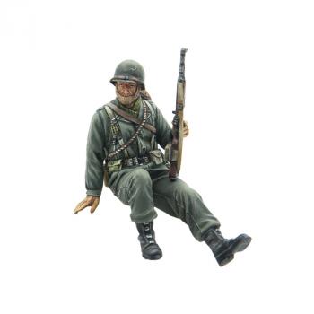 Image of U.S. Winter Infantry Seated with M1 Carbine, Tank Rider, Ardennes, 1944--single figure Image of U.S. Winter Infantry Seated with M1 Carbine, Tank Rider, Ardennes, 1944--single figure