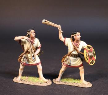 Balearic Slingers, The Carthaginians, The Battle of Zama, 202 BCE, Armies and Enemies of Ancient Rome--two figures (standing loading, wearing shield and winding up #0