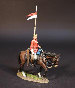 Image of RCMP Mounted Policeman (pillbox hat), The North West Mounted Police, The March West, 1874, The Fur Trade--single mounted figure with pennon on spear Image of RCMP Mounted Policeman (pillbox hat), The North West Mounted Police, The March West, 1874, The Fur Trade--single mounted figure with pennon on spear