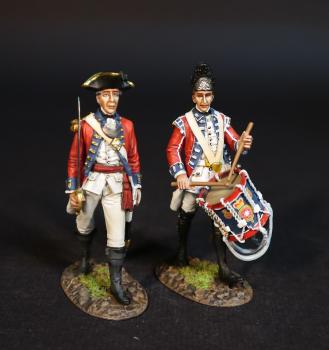 Image of Officer and Drummer, 7th Regiment of Foot (Royal Fusiliers), The British Army, The Battle of Cowpens, January 17, 1781, The American War of Independence, 1775–1783--two figures