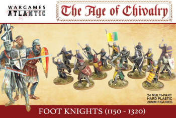 28mm Age of Chivalry: Foot Knights (1150-1320)--24 multi-pose unpainted plastic figures 28mm Age of Chivalry: Foot Knights (1150-1320)--24 multi-pose unpainted plastic figures #49309