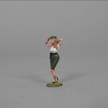 Image of Sherry with blonde hair saluting--single U.S. Army pin-up figure -- LAST ONE!