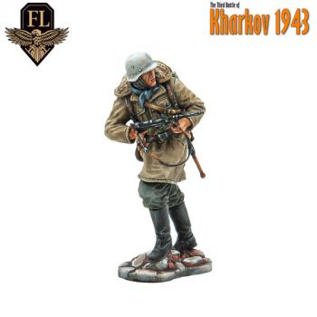 Image of Winter German Waffen SS Running with MP40, Kharkov, 1943--single figure