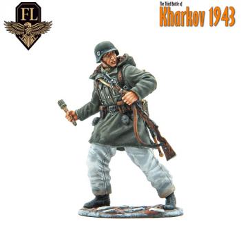 Image of Winter German Waffen SS Throwing Grenade, Kharkov, 1943--single figure