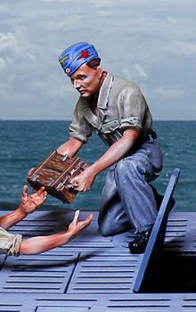 U Boat Crew Reaching--single figure kneeling reaching down with box U Boat Crew Reaching--single figure kneeling reaching down with box #49640