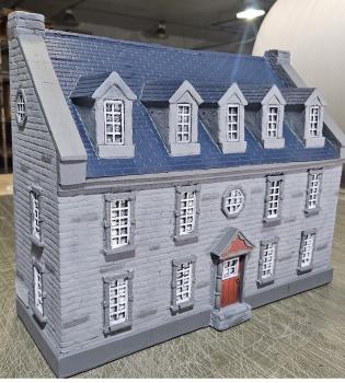 Stone Barracks Building--Painted with BLUE Roof--15.75  x 6.0 x 13.0 -- AWAITING RESTOCK! Stone Barracks Building--Painted with BLUE Roof--15.75  x 6.0 x 13.0 -- AWAITING RESTOCK! #49658