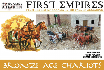 28mm First Empires Bronze Age Chariots with Horses--three unpainted multi-part hard plastic chariots 28mm First Empires Bronze Age Chariots with Horses--three unpainted multi-part hard plastic chariots #49847