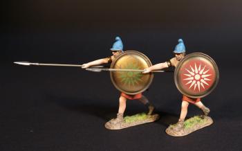 Two Macedonian Hypaspists, The Macedonian Phalanx, Armies and Enemies of Ancient Greece and Macedonia--two figures thrusting spear Two Macedonian Hypaspists, The Macedonian Phalanx, Armies and Enemies of Ancient Greece and Macedonia--two figures thrusting spear #49859