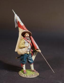 Image of Standard Bearer, Virginia Militia, The Jamestown Settlement, The Anglo-Powhatan Wars, The Conquest of America--single figure with flag