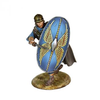 Roman Auxiliary Legionary with Sword #2 (blue trousers), Cohors II Flavia Bessorum--single figure thrusting sword past readied shield Roman Auxiliary Legionary with Sword #2 (blue trousers), Cohors II Flavia Bessorum--single figure thrusting sword past readied shield #50027