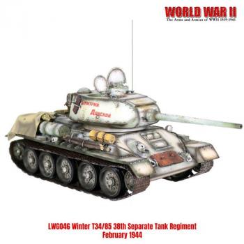 Image of Russian T34/85 Winter 38th Separate Tank Regiment, February 1944--tank and stowage accessories Image of Russian T34/85 Winter 38th Separate Tank Regiment, February 1944--tank and stowage accessories