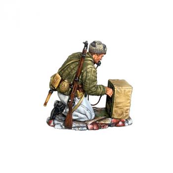 Image of Russian Radio Operator with Mosin--single kneeling figure with radio