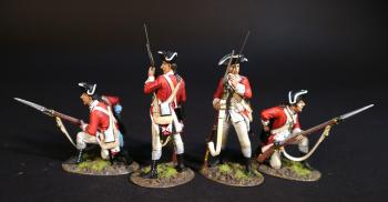 Image of Four British Marines (2 standing ramming, 2 kneeling loading), The Assault on the Redoubt at Breeds Hill, The Battle of Bunker Hill, June 17th 1775, The American War of Independence, 1775–1783--four figures--RETIRED--LAST ONE!!