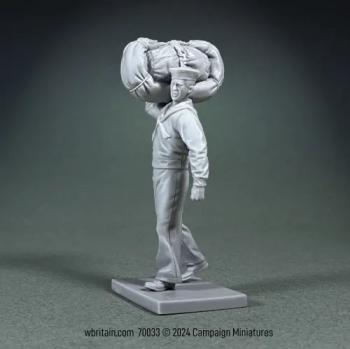U.S.N. Sailor in Whites with Seabag and Hammock, 1920-41 Kit--1/30 Scale Resin and Metal Kit; Unpainted, Unassembled U.S.N. Sailor in Whites with Seabag and Hammock, 1920-41 Kit--1/30 Scale Resin and Metal Kit; Unpainted, Unassembled #50266