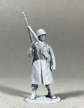 U.S. Infantry in Raincoat Standing with M1 on Hip, 1943-45 Kit--1/30 Scale Resin and Metal Kit; Unpainted, Unassembled U.S. Infantry in Raincoat Standing with M1 on Hip, 1943-45 Kit--1/30 Scale Resin and Metal Kit; Unpainted, Unassembled #50272